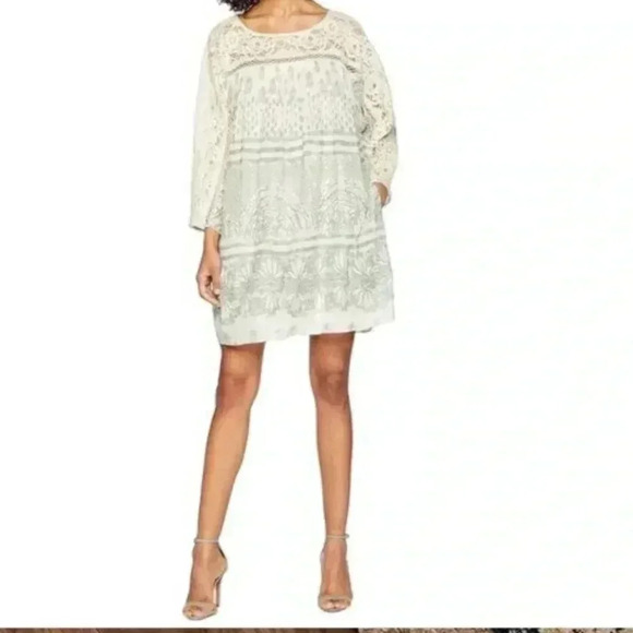 FREE PEOPLE Sun Daze Mini Shift Dress Ivory Lace Size S - Picture 1 of 12